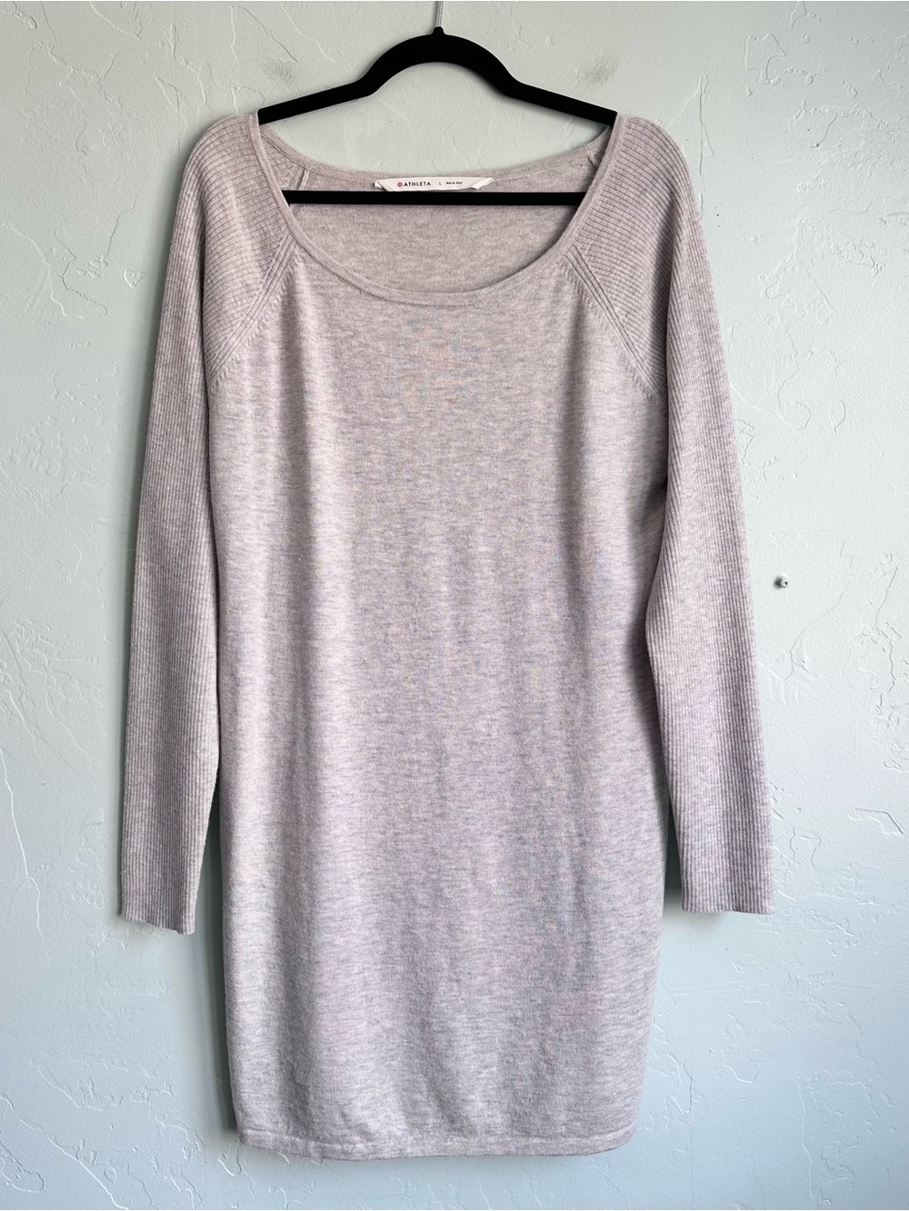 Athleta 100% Fine Wool Gray Long Sleeve Sweater Dress Tunic